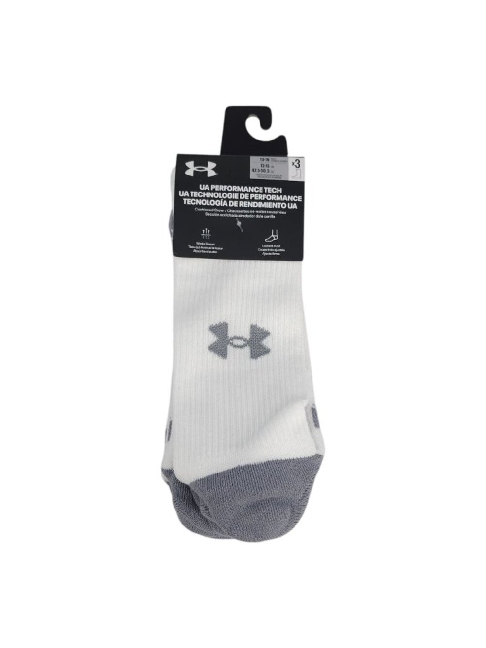 Under Armour Performance Tech Crew Socks 3 Pack Athletic Mens Size XL Shoe 13-16
